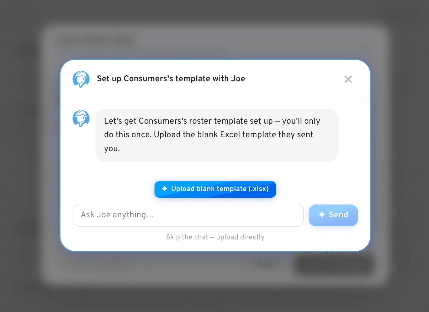 Joe setting up a utility's roster template